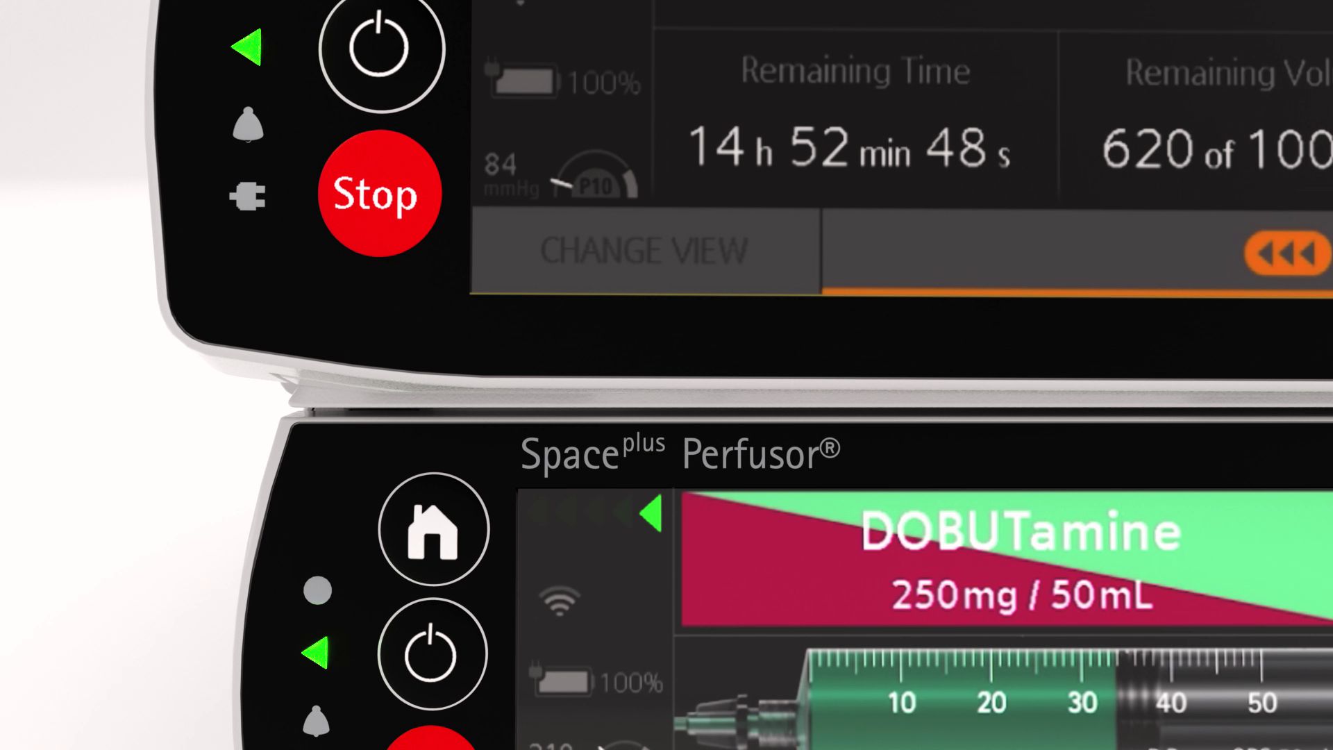 obrázek digitálního rozhraní nového chytrého infuzního systému B. Braun Space Plus.