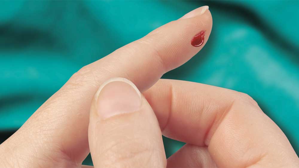 Fingertip with blood